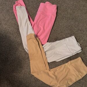 Pink, White, and Tan Leggings Set